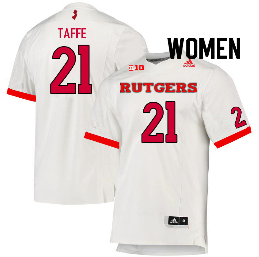 Women #21 Adrian Taffe Rutgers Scarlet Knights College Football Jerseys Sale-White - Click Image to Close